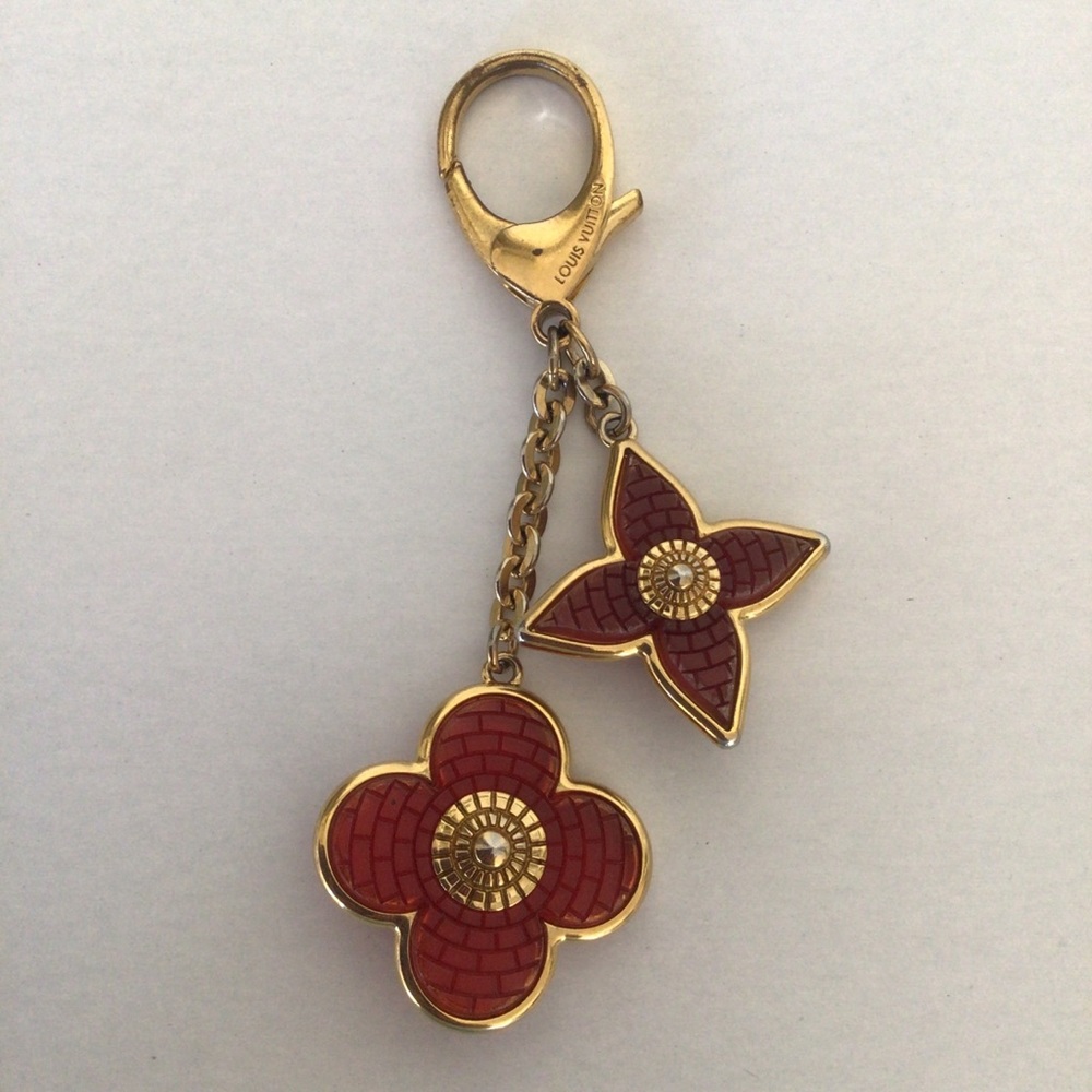 AUTHENTIC LOUIS VUITTON RED RESIN MOSAIC MONOGRAM FLOWER KEY HOLDER BAG … - Picture 5 of 16